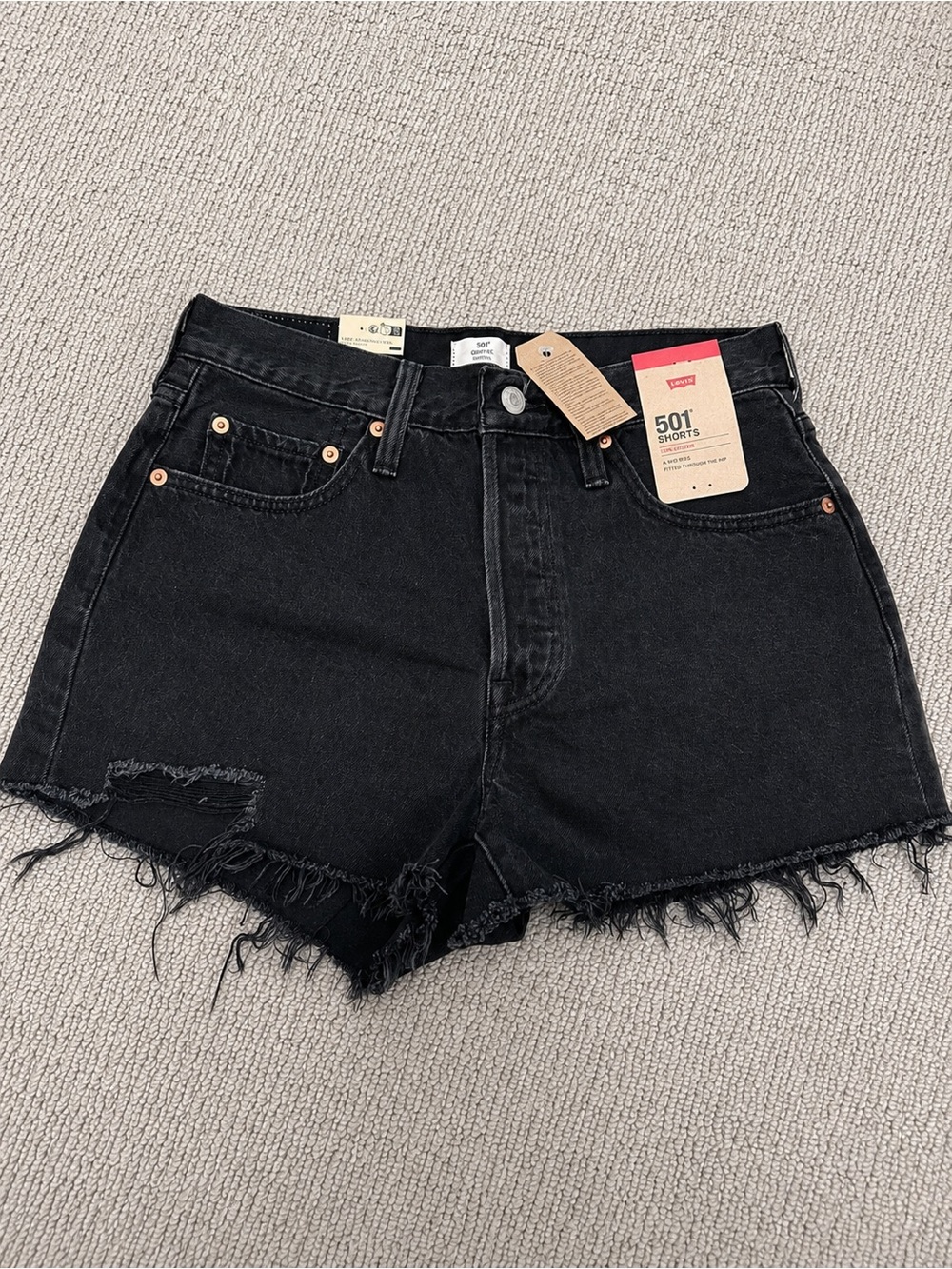 Levi's Black 501 Cutoff Denim Shorts